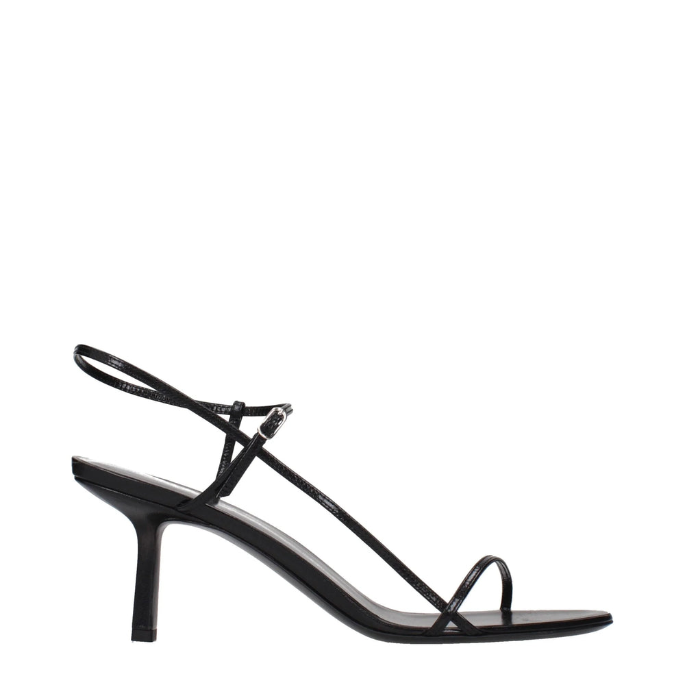 The Row Black Leather Stiletto Heel Sandals - EU41/US11