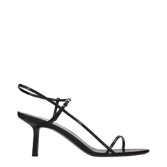 The Row Black Leather Stiletto Heel Sandals - EU41/US11