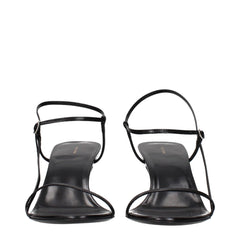 The Row Black Leather Stiletto Heel Sandals - EU41/US11