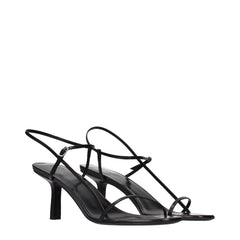 The Row Black Leather Stiletto Heel Sandals - EU41/US11