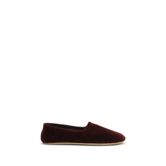 The Row Bordeaux Cotton Slip-On Loafers - EU38.5/US8.5