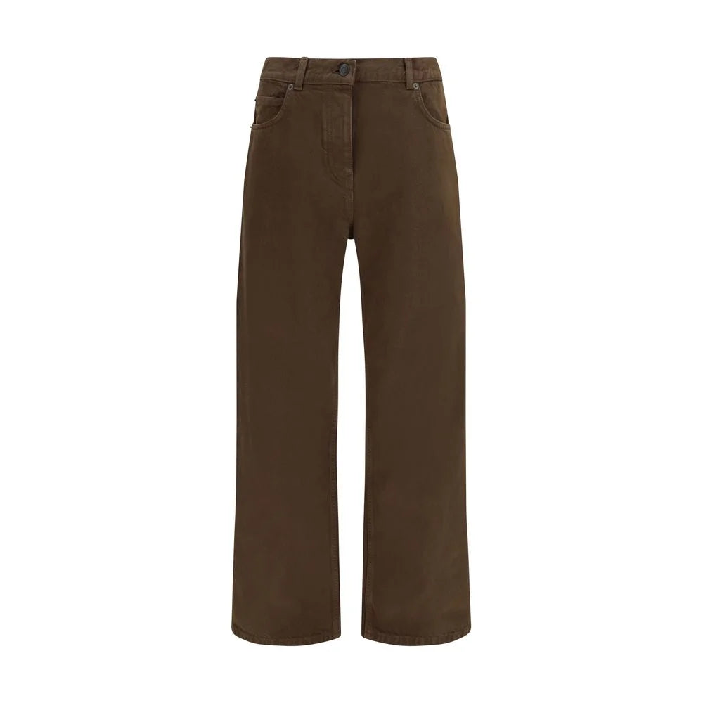 The Row Brun Bomulls Jeans med Rett Passform - 27