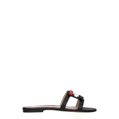 Thom Browne Black Leather Slippers Sandals