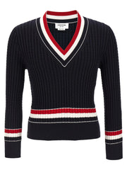 Thom Browne Blue Cotton Cardigan