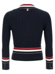 Thom Browne Blue Cotton Cardigan
