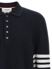 Thom Browne חולצת פולו כותנה כחולה