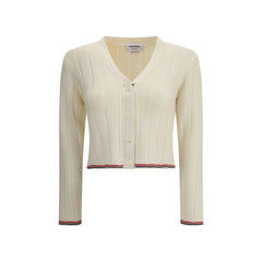 Thom Browne Ladder Full Needle Rib Stitch V Neck Car - Cardigans