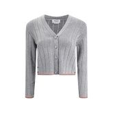 Thom Browne Ladder Full Needle Rib Stitch V Neck Car - Cardigans
