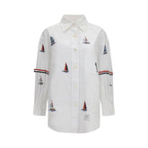 Thom Browne White Cotton Pattern Shirt
