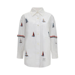 Thom Browne White Cotton Pattern Shirt