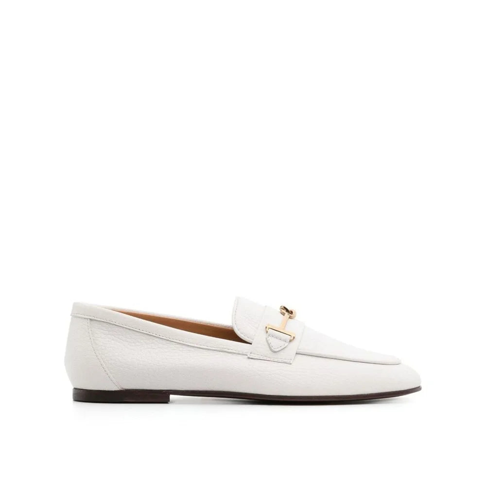 Tod’s White Calfskin Slip-On Loafers
