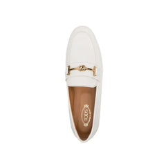 Tod’s White Calfskin Slip-On Loafers