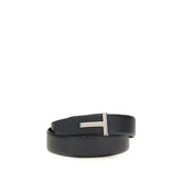 Tom Ford Black Calf Leather Bos Taurus Belt