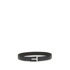 Tom Ford Black Calf Leather Bos Taurus Belt