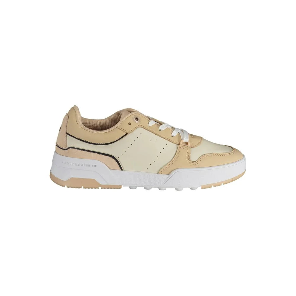 Tommy Hilfiger Beige Leather Women Sneaker - Sneakers