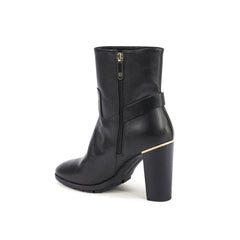 Tommy Hilfiger Black Leather Ankle Boots - EU39/US9