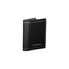 Tommy Hilfiger Black Leather Double Card Wallet - Wallets