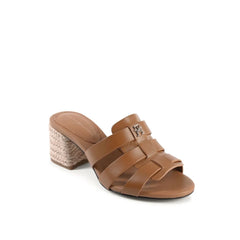 Tommy Hilfiger Brown Leather Platform Sandals - EU38/US8 - Sandals