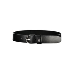Tommy Hilfiger Chic Black Leather Belt with Metal Buckle - 70 cm / 28 Inches
