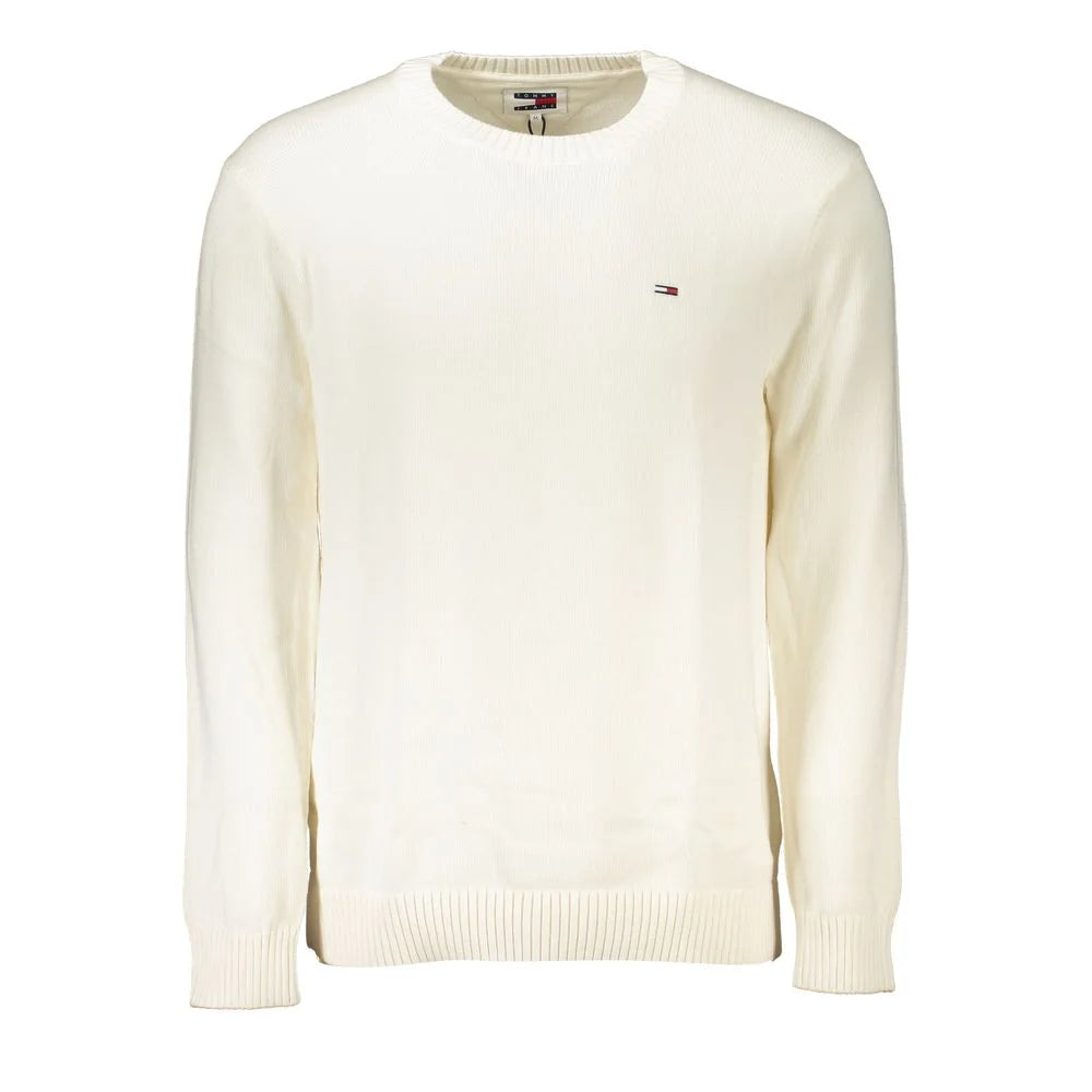 Tommy Hilfiger Chic White Crew Neck Cotton Sweater - Sweaters