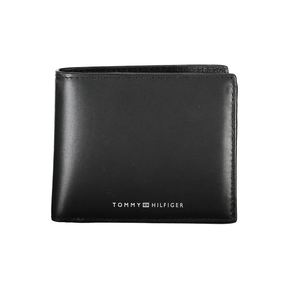 Tommy Hilfiger Sleek Black Leather Wallet for the Modern Man - Wallets