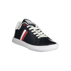 Tommy Hilfiger Sleek Blue Lace-Up Sneakers with Contrast Details - Sneakers