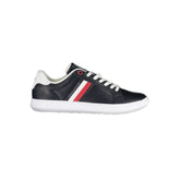 Tommy Hilfiger Sleek Blue Lace-Up Sneakers with Contrast Details - Sneakers