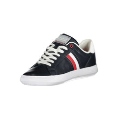 Tommy Hilfiger Sleek Blue Lace-Up Sneakers with Contrast Details - Sneakers