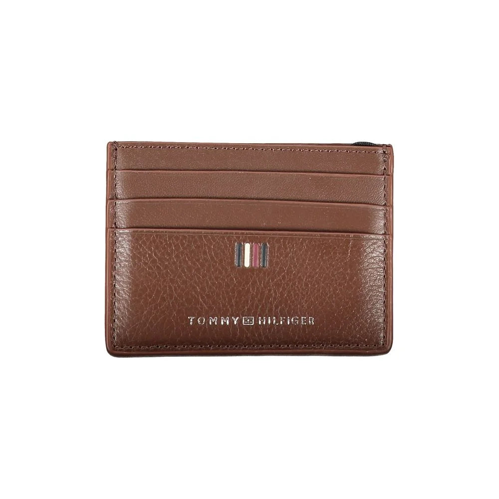 Tommy Hilfiger Sleek Leather Card Holder with Contrast Detailing - Card Cases