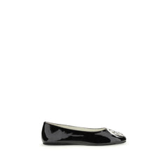 Tory Burch Black Calf Leather Bos Taurus Ballet Flats - Flats