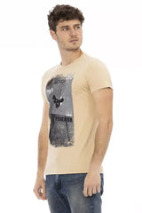 Trussardi Action Beige Cotton Men T-Shirt - T-Shirts