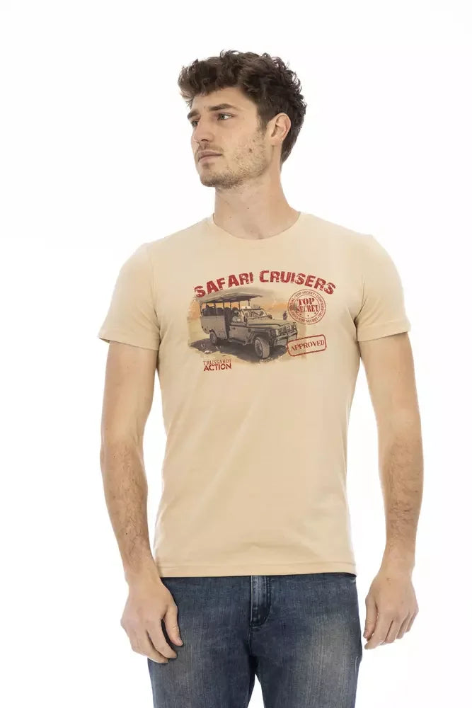 Trussardi Action Beige Cotton Men T-Shirt - T-Shirts