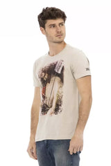 Trussardi Action Beige Cotton Men T-Shirt - T-Shirts