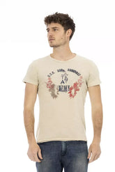 Trussardi Action Beige Cotton Men T-Shirt - T-Shirts