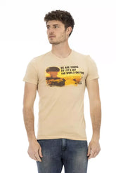 Trussardi Action Beige Cotton Men T-Shirt - T-Shirts