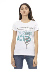 Trussardi Action Chic White Printed Tee: Summer Wardrobe Essential - T-Shirts