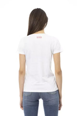 Trussardi Action Chic White Tee with Graphic Flair - T-Shirts