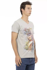 Trussardi Action Gray Cotton Men T-Shirt - T-Shirts