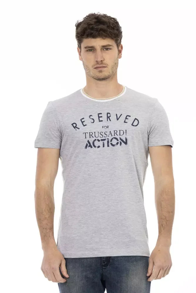 Trussardi Action Gray Cotton Men T-Shirt - T-Shirts
