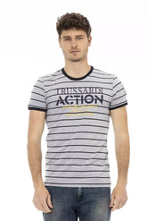 Trussardi Action Gray Cotton Men T-Shirt - T-Shirts