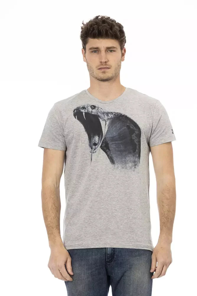 Trussardi Action Gray Cotton Men T-Shirt - T-Shirts
