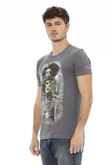 Trussardi Action Gray Cotton Men T-Shirt - T-Shirts