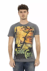 Trussardi Action Gray Cotton Men’s T-Shirt - T-Shirts