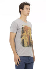Trussardi Action Gray Cotton Men’s T-Shirt - T-Shirts