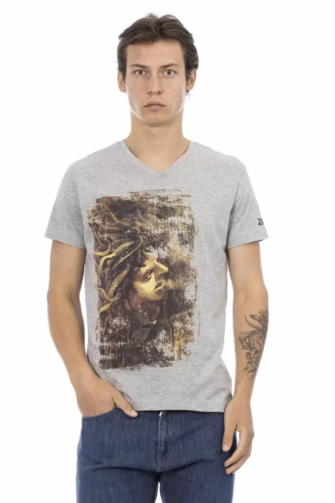 Trussardi Action Gray Cotton Men’s T-Shirt - T-Shirts