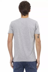 Trussardi Action Gray Cotton Men’s V-Neck T-Shirt - T-Shirts
