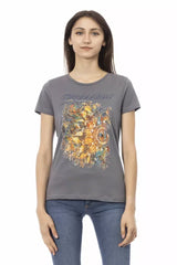 Trussardi Action Gray Cotton Women T-Shirt - S - T-Shirts