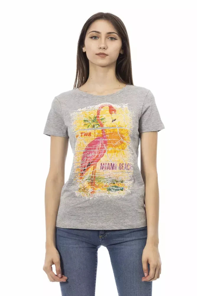Trussardi Action Gray Cotton Women T-Shirt - T-Shirts
