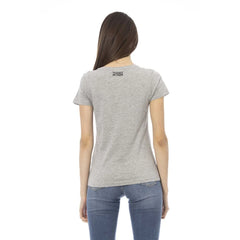 Trussardi Action Gray Cotton Women V-Neck Top - T-Shirts