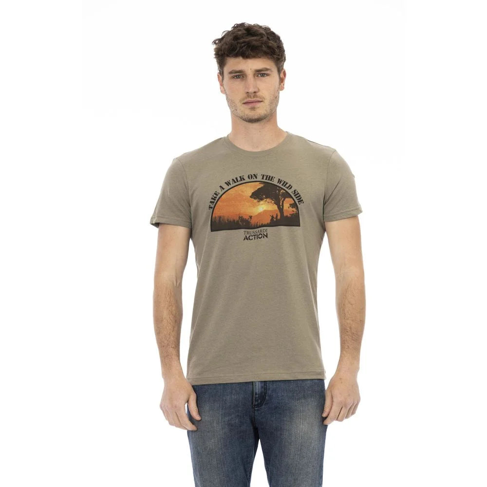 Trussardi Action Green Cotton Men T-Shirt - T-Shirts
